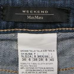 Weekend Max Mara Blue Embellished Denim Skinny Cropped Jeans S Waist 28"