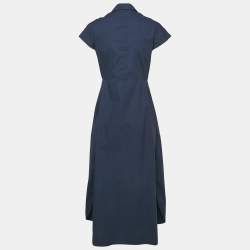 Pre Owned Weekend Max Mara Navy Blue Cotton Cape Sleeve Button Front Shirt Dress S