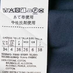 Pre Owned Weekend Max Mara Navy Blue Cotton Cape Sleeve Button Front Shirt Dress S