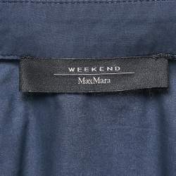 Pre Owned Weekend Max Mara Navy Blue Cotton Cape Sleeve Button Front Shirt Dress S