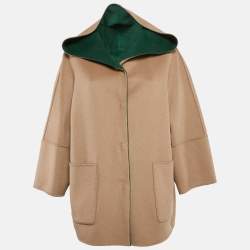 Weekend Max Mara Beige Wool Hooded Falco Coat M
