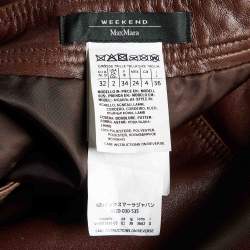 Pre Owned Weekend Max Mara Brown Leather Mini Skirt XS