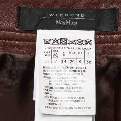 Pre Owned Weekend Max Mara Brown Leather Mini Skirt XS