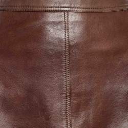 Pre Owned Weekend Max Mara Brown Leather Mini Skirt XS
