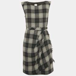 Weekend Max Mara Grey Plaid Wool Short Dress M
