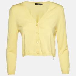 Pre Owned Weekend Max Mara Yellow Knit Cropped Cardigan M