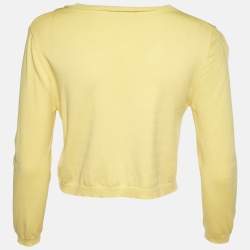 Pre Owned Weekend Max Mara Yellow Knit Cropped Cardigan M