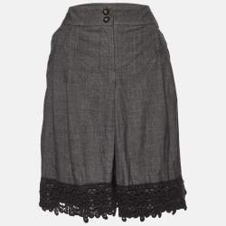 Weekend Max Mara Charcoal Grey Wool & Lace Detail Mini Skirt M