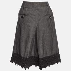 Weekend Max Mara Charcoal Grey Wool & Lace Detail Mini Skirt M