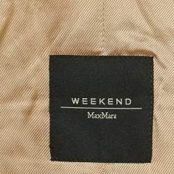 Pre Owned Weekend Max Mara Beige Wool Double Breasted Long Coat S