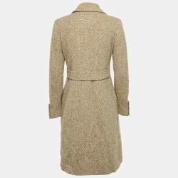 Pre Owned Weekend Max Mara Beige Wool Double Breasted Long Coat S