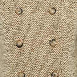 Pre Owned Weekend Max Mara Beige Wool Double Breasted Long Coat S