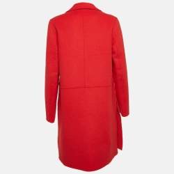 Weekend Max Mara Red Felt Mid-Length Coat L