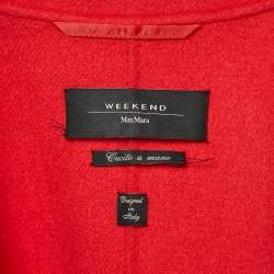 Weekend Max Mara Red Felt Mid-Length Coat L