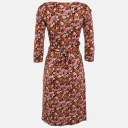 Weekend Max Mara Orange/Pink Floral Print Jersey Short Dress XS