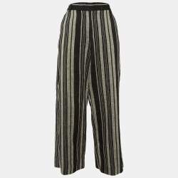 Weekend Max Mara Black/Grey Striped Linen Trousers M