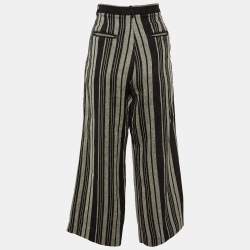 Weekend Max Mara Black/Grey Striped Linen Trousers M