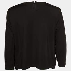 Pre Owned Weekend Max Mara Black Floral Jacquard and Jersey Sweatshirt L