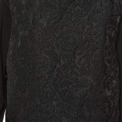 Pre Owned Weekend Max Mara Black Floral Jacquard and Jersey Sweatshirt L