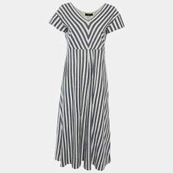 Weekend Max Mara Blue/White Striped Jersey Midi Dress L