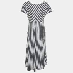 Weekend Max Mara Blue/White Striped Jersey Midi Dress L
