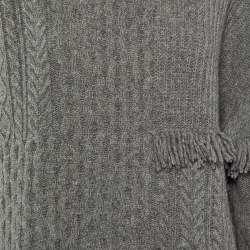 Weekend Max Mara Grey Cable Knit Tasseled Turtleneck Sweater M