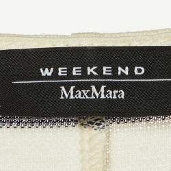 Weekend Max Mara White Striped Stretch Cotton Flared Maxi Dress L