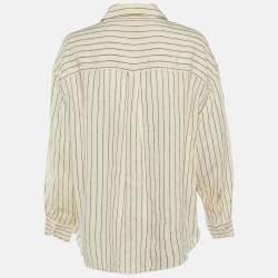 Pre Owned Weekend Max Mara Cream Striped Linen Shirt M
