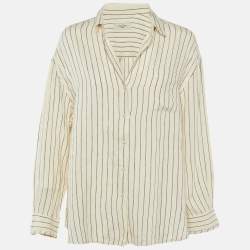 Pre Owned Weekend Max Mara Cream Striped Linen Shirt M