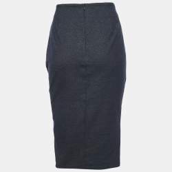 Weekend Max Mara Blue Stretch Denim Ruched Pencil Skirt S