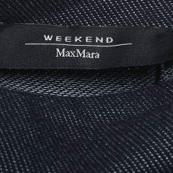 Weekend Max Mara Blue Stretch Denim Ruched Pencil Skirt S