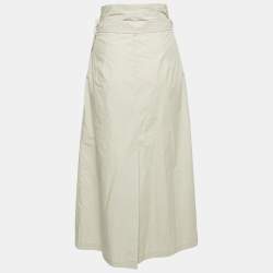 Pre Owned Weekend Max Mara Sage Green Cotton Pleated Wrap Skirt M