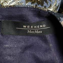 Weekend Max Mara Grey/Gold Floral Brocade Blouse M