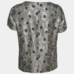 Weekend Max Mara Grey/Gold Floral Brocade Blouse M