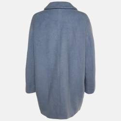 Weekend Max Mara Pale Blue Wool Button Front Coat L
