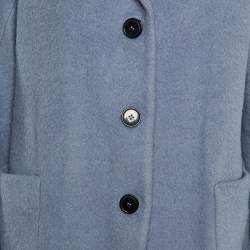 Weekend Max Mara Pale Blue Wool Button Front Coat L