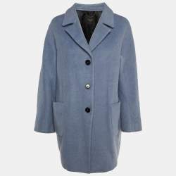 Weekend Max Mara Pale Blue Wool Button Front Coat L
