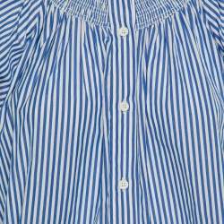 Pre Owned Weekend Max Mara Blue Striped Cotton Button Up Blouse M