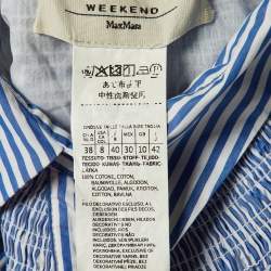 Pre Owned Weekend Max Mara Blue Striped Cotton Button Up Blouse M