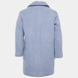 Weekend Max Mara Blue Wool Button Front Oversized Coat S