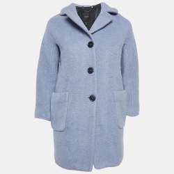 Weekend Max Mara Blue Wool Button Front Oversized Coat S