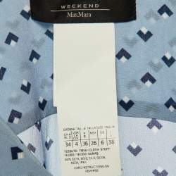 Weekend Max Mara Blue Geometric Print Silk Shirt Dress S