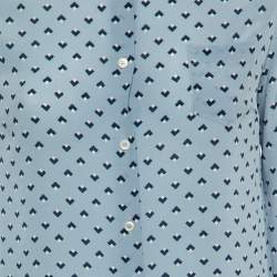 Weekend Max Mara Blue Geometric Print Silk Shirt Dress S