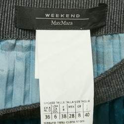 Weekend Max Mara Black & Blue Printed Plisse Midi Skirt S