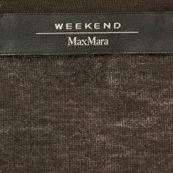 Weekend Max Mara Brown Jersey and Lace Trim Sleeve Top M