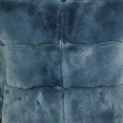 Weekend Max Mara Blue Rabbit Fur Zip Front Jacket S