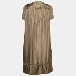 Weekend Max Mara Grey Silk Pleated Shift Dress M