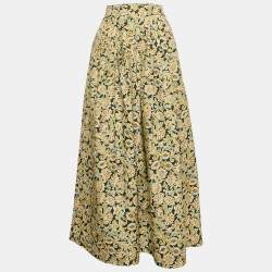 Weekend Max Mara Green/Multicolor Floral Print Pleated Long Skirt M