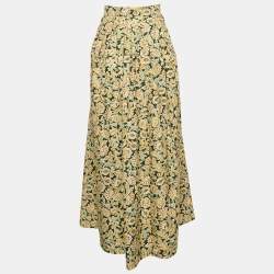Weekend Max Mara Green/Multicolor Floral Print Pleated Long Skirt M