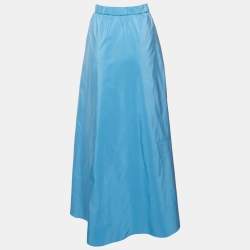 Weekend Max Mara Blue Cotton Blend Pleated Maxi Skirt M